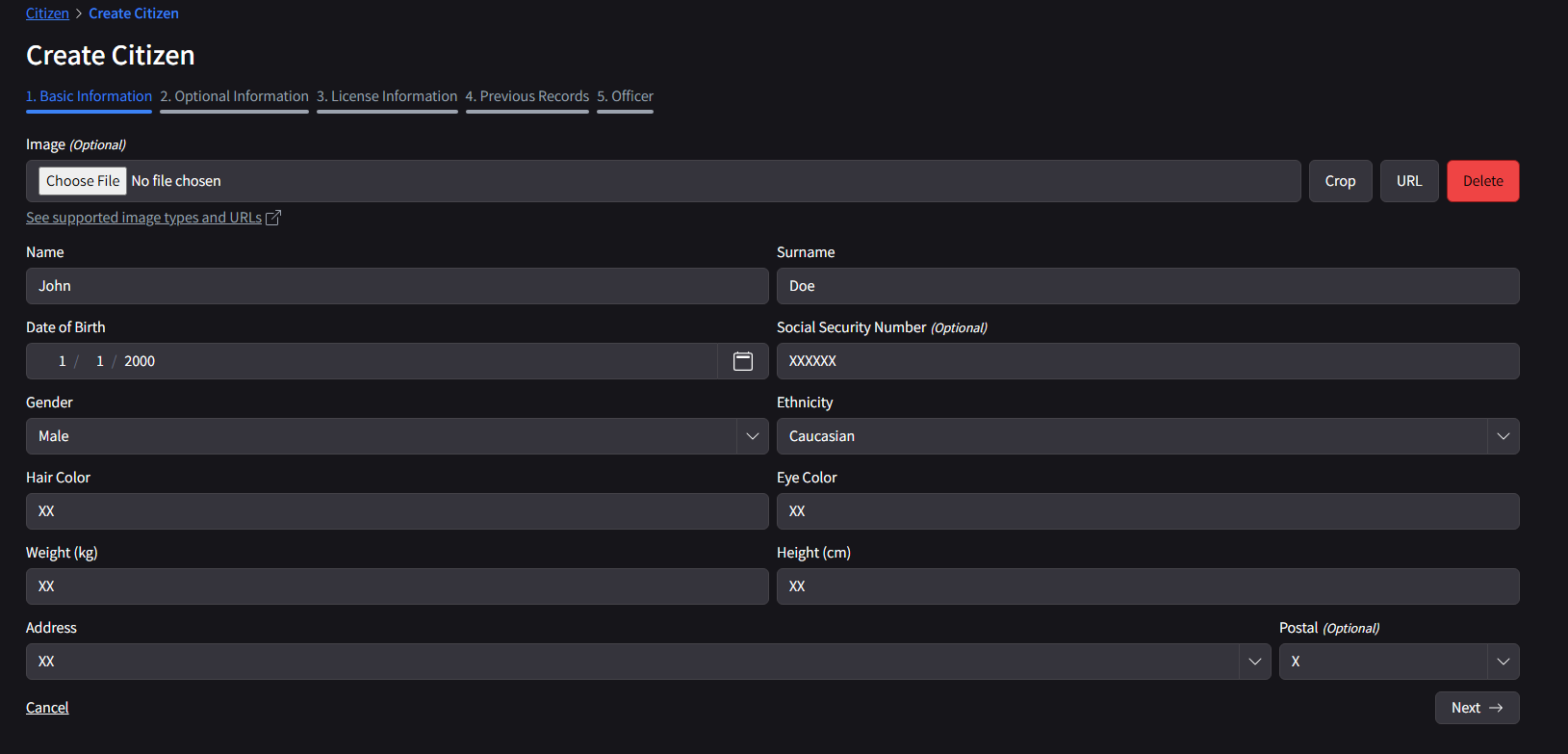 Create Citizen - Basic Info